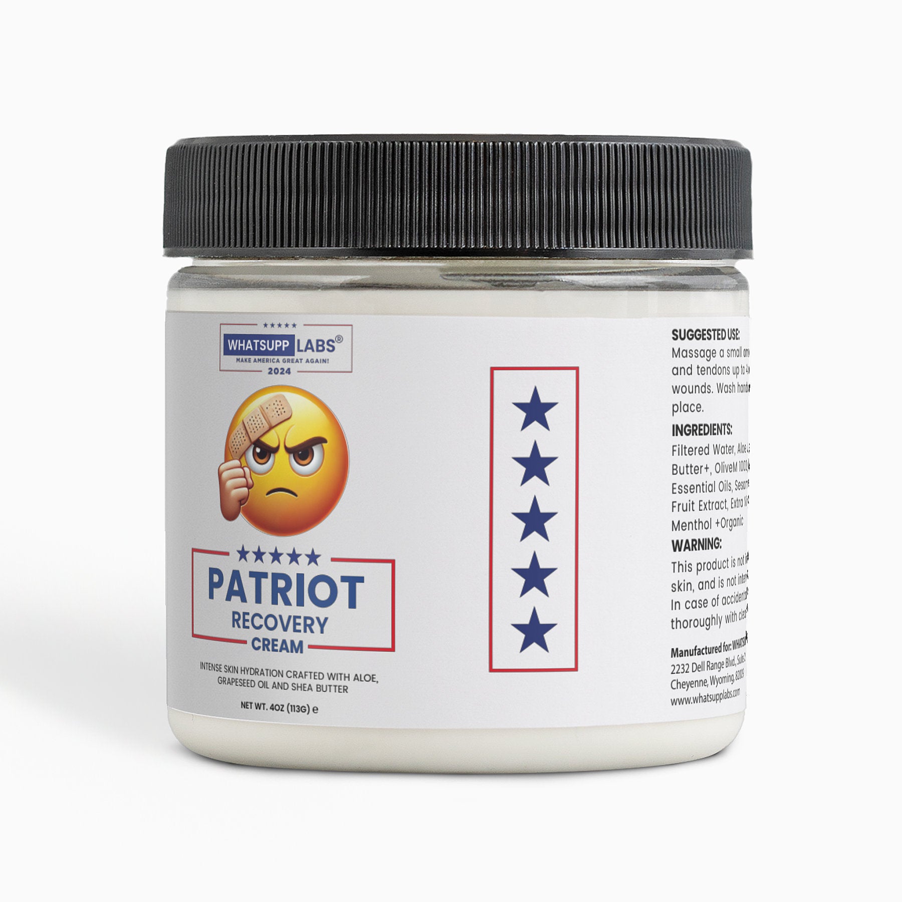 Patriot Recovery Cream TRUMP 2024 Limited Edition WHITE BLUE & RED